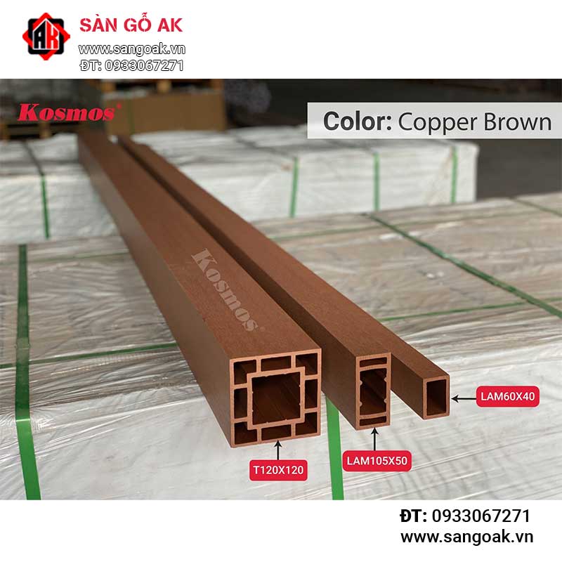 Thanh lam gỗ nhựa ngoài trời Kosmos - LAM60X40 Copper Brown